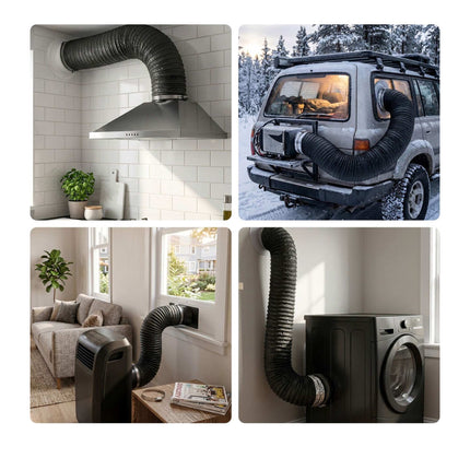 Black Flexible Exhaust Hose, 5m x 75mm, PVC & Aluminium