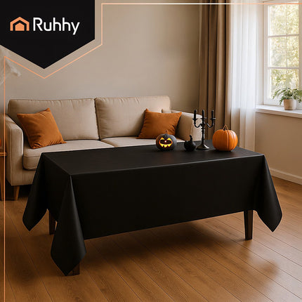 Black Foil Tablecloth, 137x274cm, Waterproof & Reusable