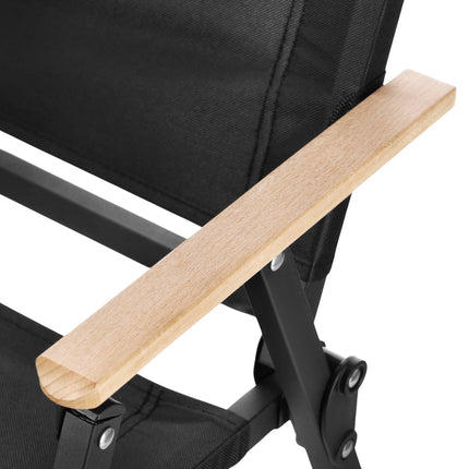 Black Folding Chair, Iron Frame, 900D Polyester Seat