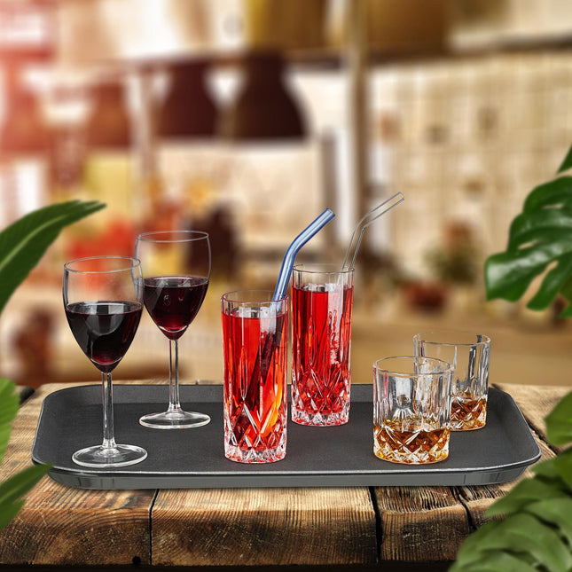 Black Gastro Serving Trays Set, 46x35cm, Non-Slip, 2-Pack