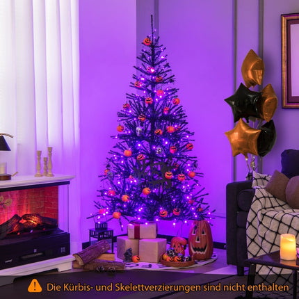 Black Halloween Tree with Purple LED Lights, 183 cm