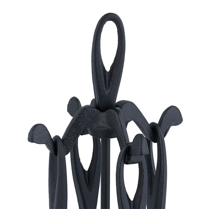 Black Iron Fireplace Tool Set – 5-Piece Accessory Holder