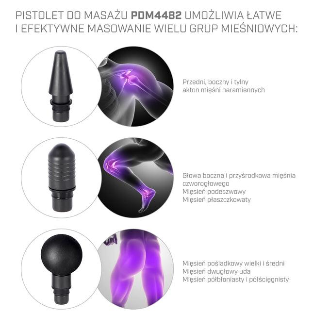 Zwarte massagepistool - Deep Tissue, draagbaar, stil