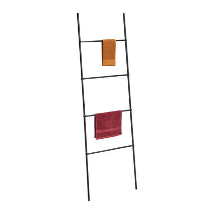 Black Metal Towel Ladder Rack with 4 Rungs