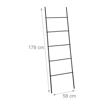 Black Metal Towel Ladder Rack with 5 Rungs