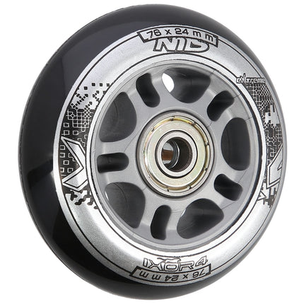 Black PU 76x24 82A Wheels & ABEC-9 Bearings Set