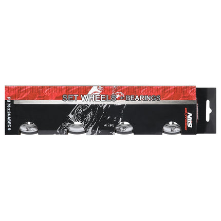 Black PU 76x24 82A Wheels & ABEC-9 Bearings Set