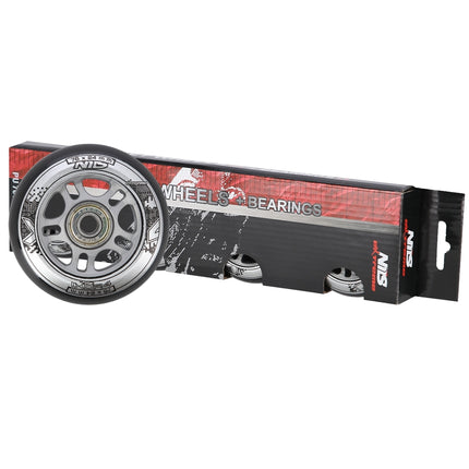 Black PU 76x24 82A Wheels & ABEC-9 Bearings Set