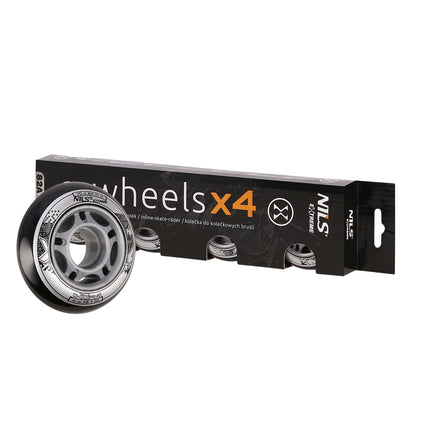 Black PU Skate Wheels, 70x24mm, 82A, Set of 4