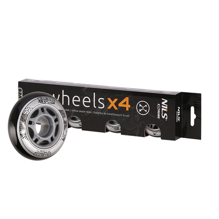 Black PU Skate Wheels, 72x24mm, 82A, Set of 4