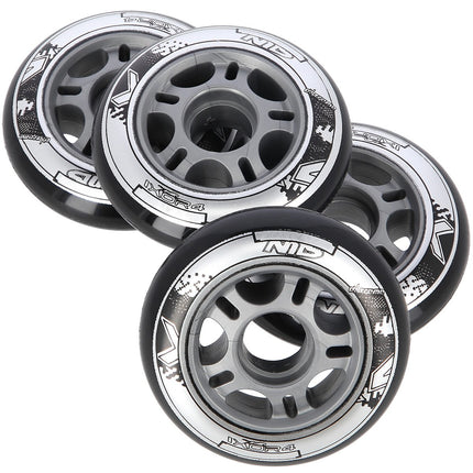 Black PU Skate Wheels, 72x24mm, 82A, Set of 4