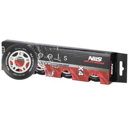 Black PU Wheels, 72x24mm, 82A, Set of 4