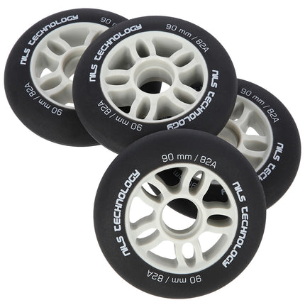 Black PU Wheels 90x24mm 82A, Set of 4