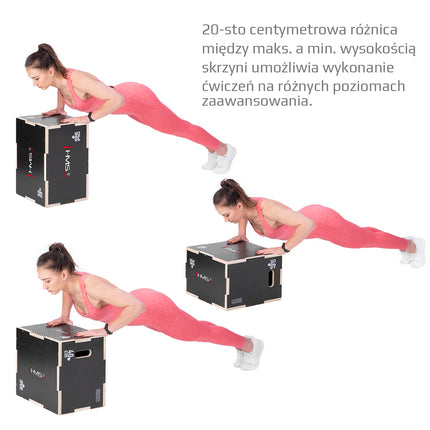 Black Plyometric Box, 50x40x30cm, Durable Fitness Equipment