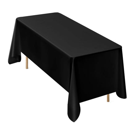 Black Polyester Tablecloths, 6-Pack, 70 x 120 in, Machine Washable