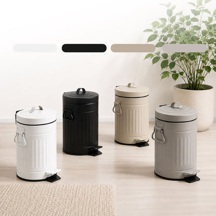 Black Retro 3L Bathroom Pedal Bin with Soft-Close Lid