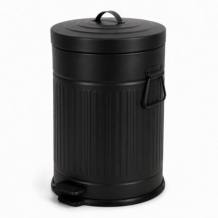 Black Retro Pedal Bin, 20L Capacity, Soft-Close Lid