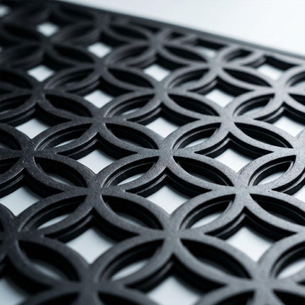 Black Rubber Doormat, Geometric Pattern, 60x40 cm