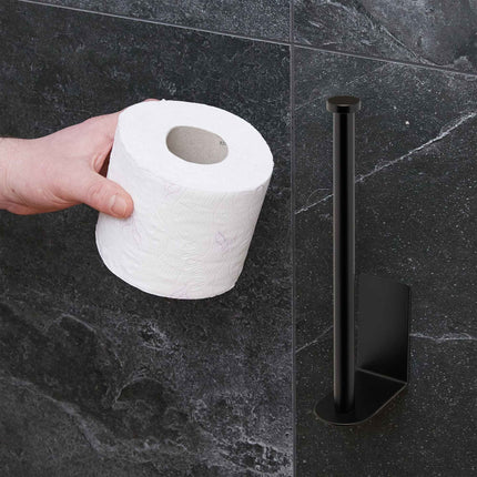 Black Self-Adhesive Toilet Roll Holder – 2 Roll Capacity