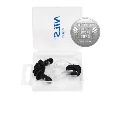 Black Silicone Swimming Set with Ear and Nose Plugs
