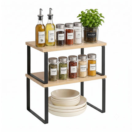 Black Spice Rack Set of 2 – Adjustable MDF and Iron