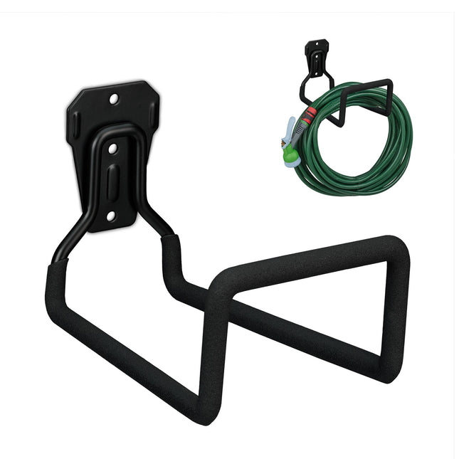 Black Steel Wall-Mounted Garden Hose Holder
