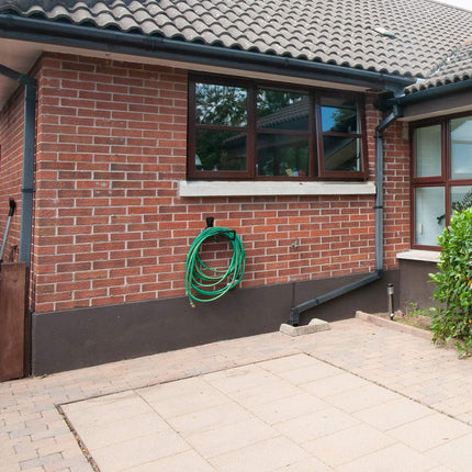 Black Steel Wall-Mounted Garden Hose Holder