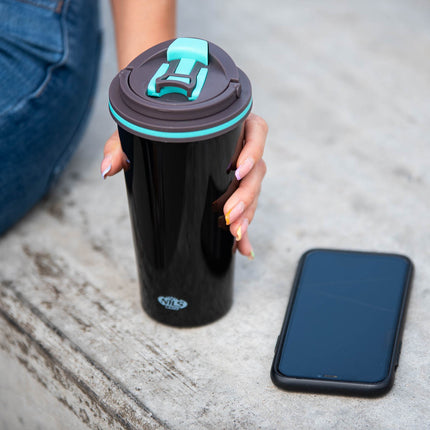 Black Thermal Cup, 18 oz, Insulated Stainless Steel