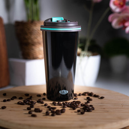 Black Thermal Cup, 18 oz, Insulated Stainless Steel