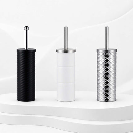 Black Toilet Brush & Holder with Stainless Steel Handle