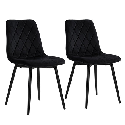 Black Velvet Dining Chairs, Set of 2, Upholstered