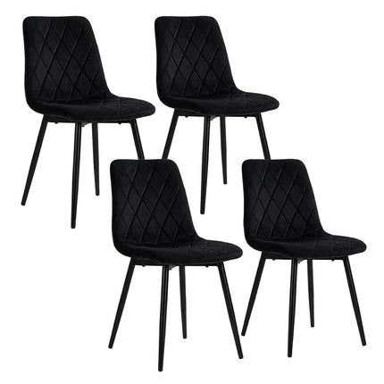 Black Velvet Dining Chairs, Set of 4 – Modern Upholstered Seats