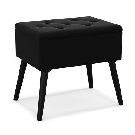 Black Velvet Storage Ottoman – Padded Seat, 150kg Capacity