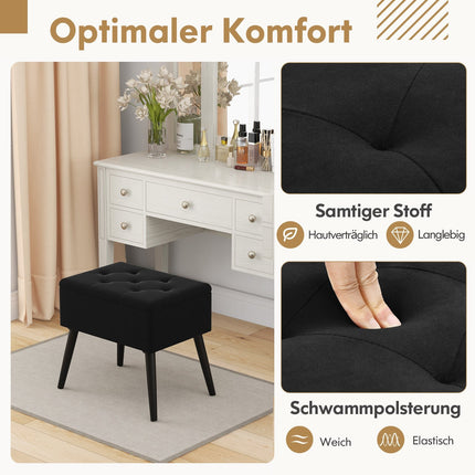 Black Velvet Storage Ottoman – Padded Seat, 150kg Capacity