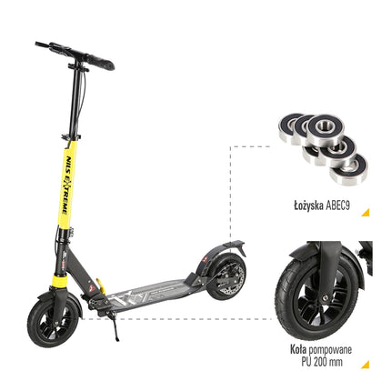 Black-Yellow Folding Scooter, Lightweight, Adjustable