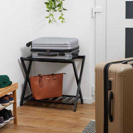 Black bamboo suitcase rack