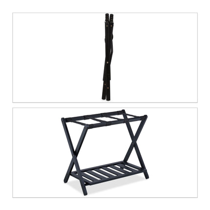 Black bamboo suitcase rack