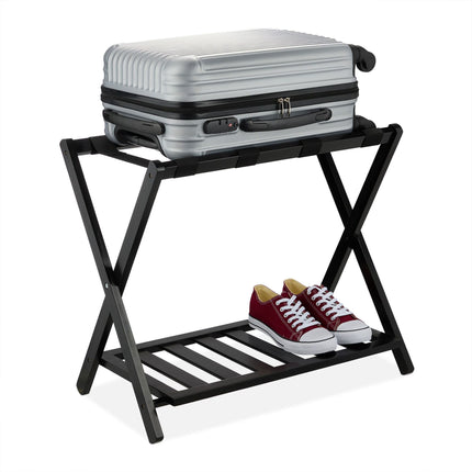 Black bamboo suitcase rack