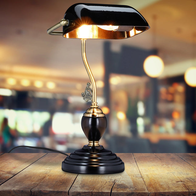Black banker lamp