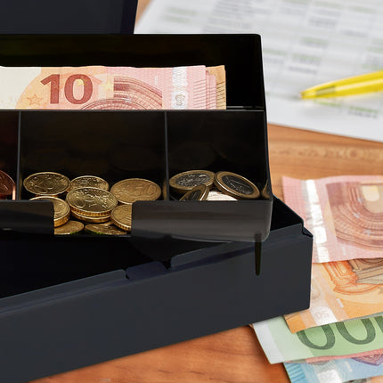 Black cash box with 2 keys