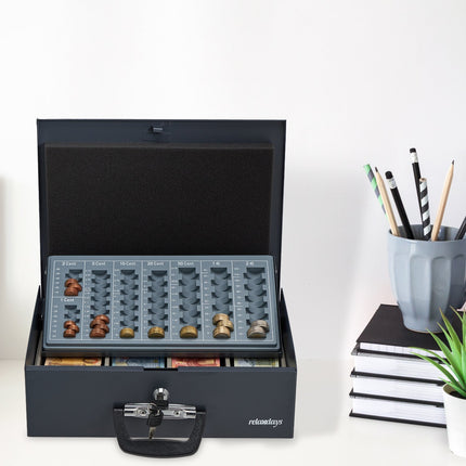 Black cash box with 2 keys