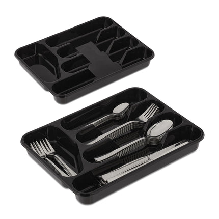 Black cutlery tray set of 2