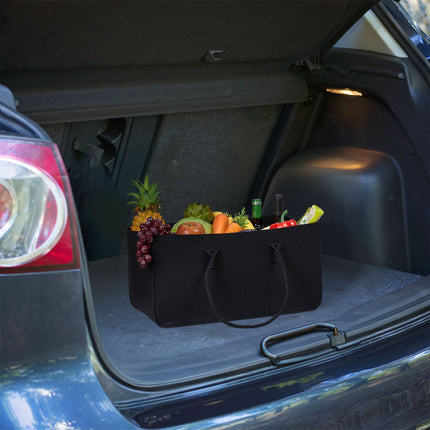 Black firewood bag in felt with motif