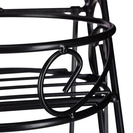 Black flower pedestal in metal