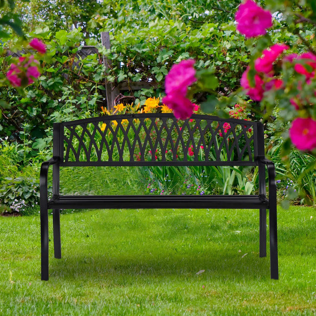 Black garden bench