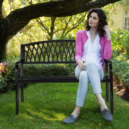 Black garden bench