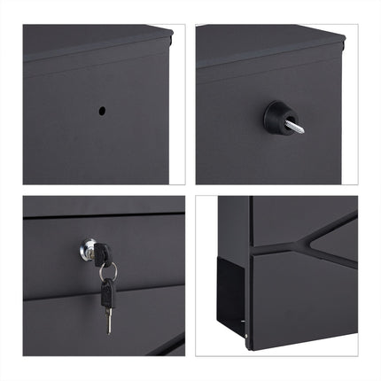 Black mailbox with newspaper holder