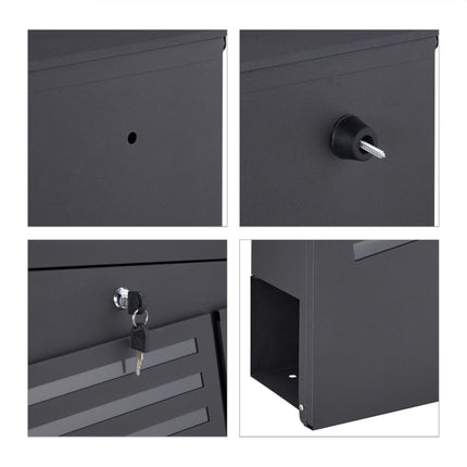 Black mailbox with newspaper holder