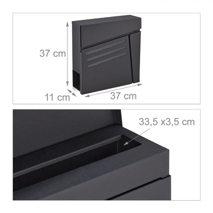 Black mailbox with newspaper holder