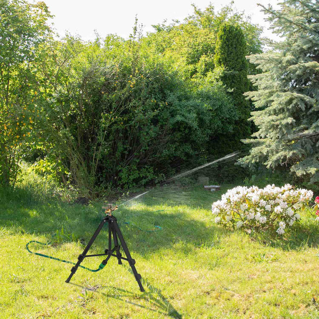 Black sprinkler with metal stand